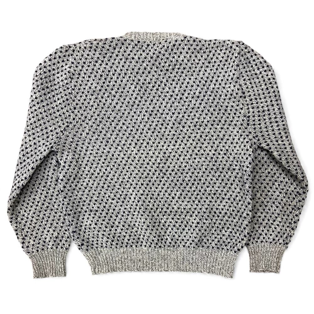 Vintage Gray Navy Birdseye USA Made American Eagle Wool Sweater Fisherman Knit M - Picture 3 of 8